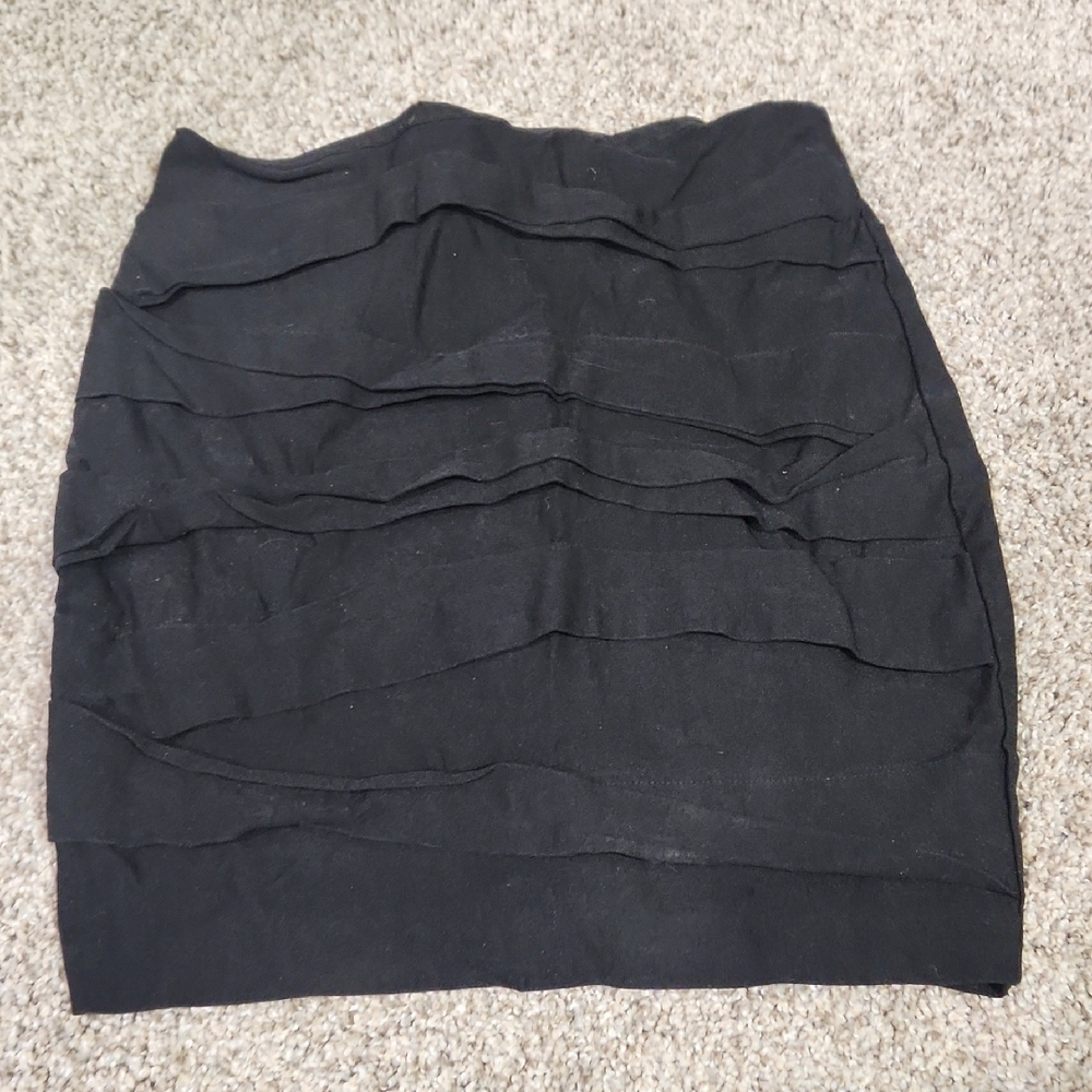 A. Byer Black Ruffled Pencil Skirt